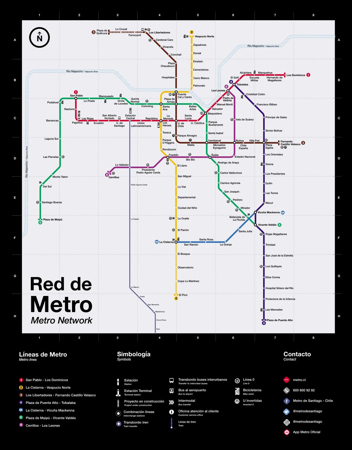 Santiago metro map, 2022
