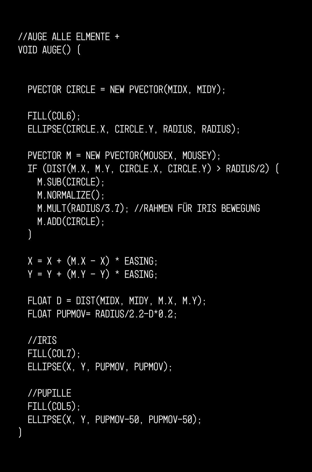 Processing sketch driving the eye