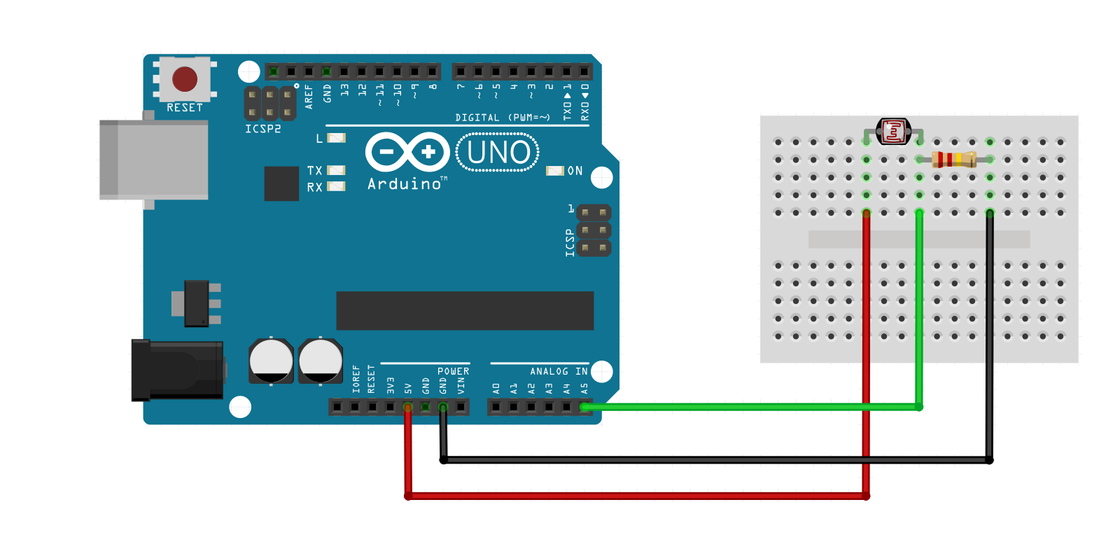 Arduino wiring diagram for the prototype