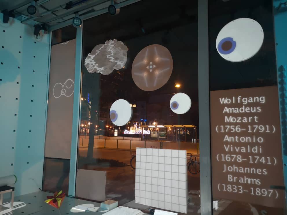 The eyes installed in the MKA shop window